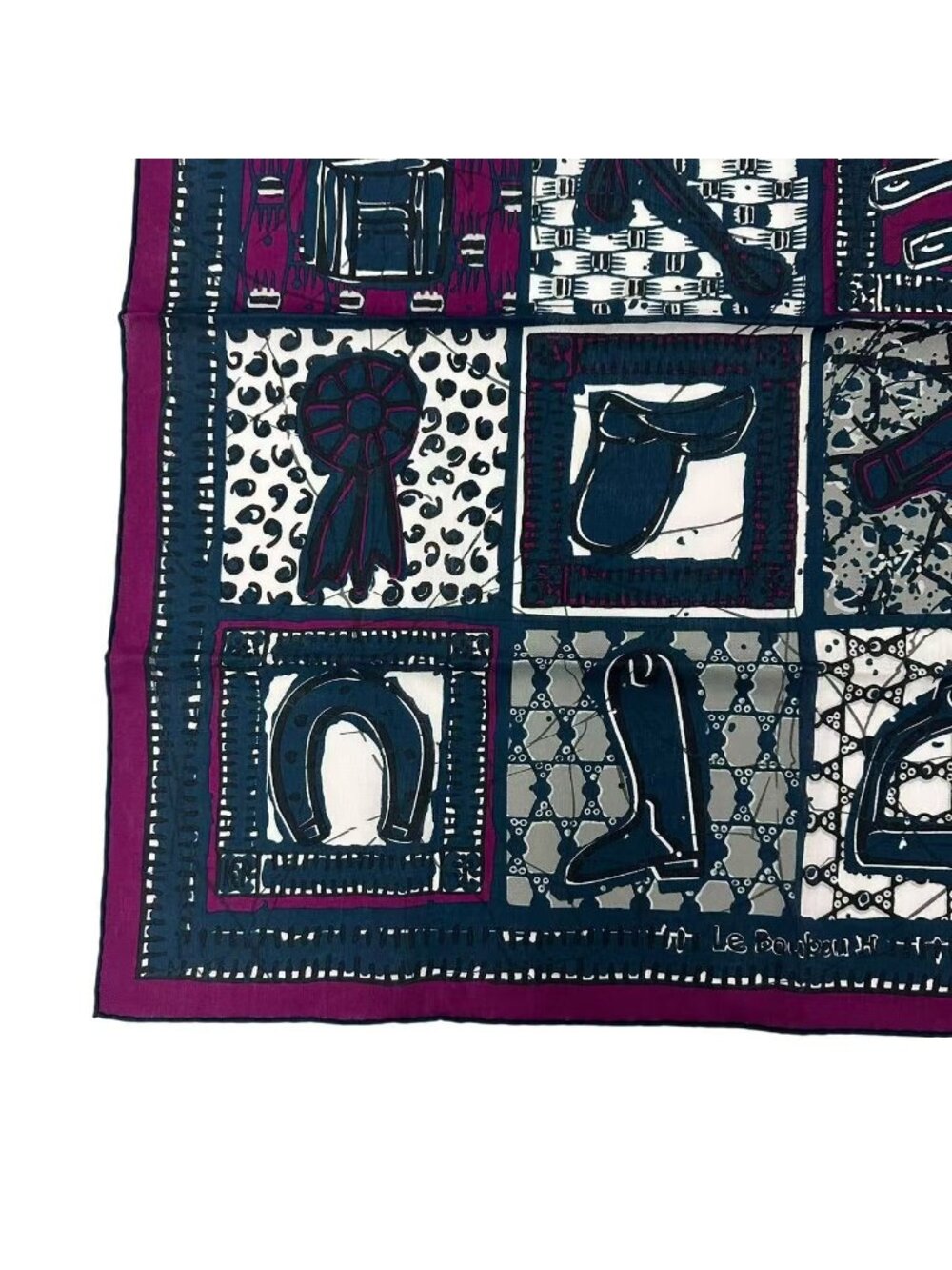 Hermes le Boubou H Scarf Cotton Navy - Picture 5 of 7